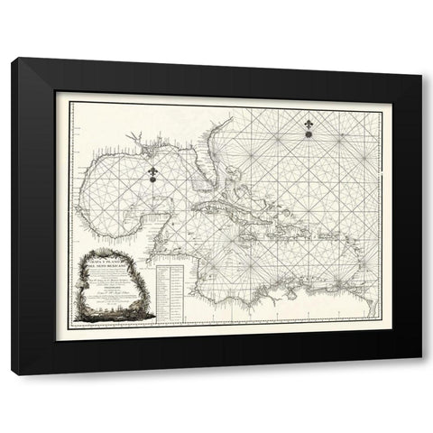 Caribbean Mexico - 1787 Black Modern Wood Framed Art Print with Double Matting by Unknown