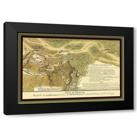 Savannah Georgia Siege - Ozanne 1779 Black Modern Wood Framed Art Print with Double Matting by Ozanne