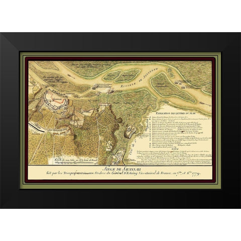 Savannah Georgia Siege - Ozanne 1779 Black Modern Wood Framed Art Print by Ozanne
