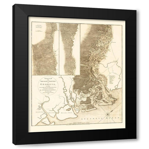 Northern Frontiers of Georgia - Campbell 1780 Black Modern Wood Framed Art Print with Double Matting by Campbell