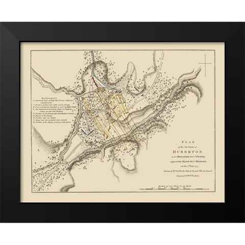 Action at Huberton Vermont - Gerlach 1777 Black Modern Wood Framed Art Print by Gerlach
