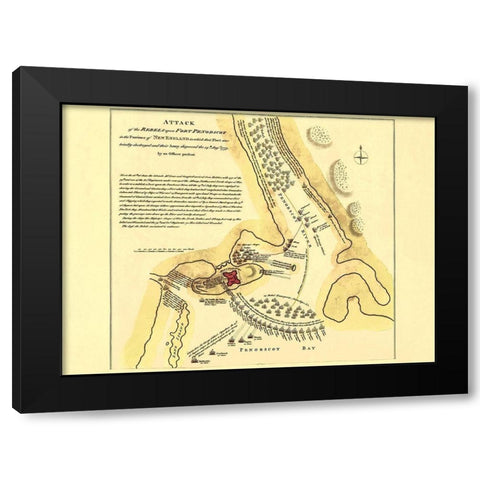 Fort Penobscot New England Battle - Jefferys 1779 Black Modern Wood Framed Art Print by Jefferys