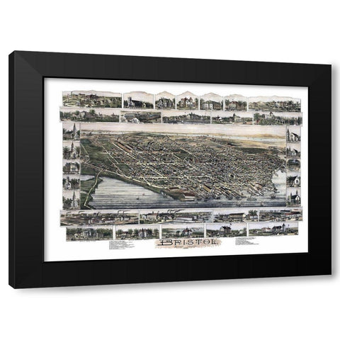 Bristol Rhode Island - Bailey 1891 Black Modern Wood Framed Art Print with Double Matting by Bailey