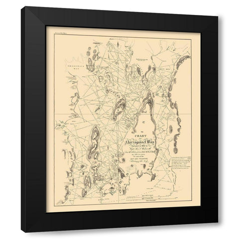 Narragansett Bay - US Navy 1832 Black Modern Wood Framed Art Print with Double Matting by US Navy