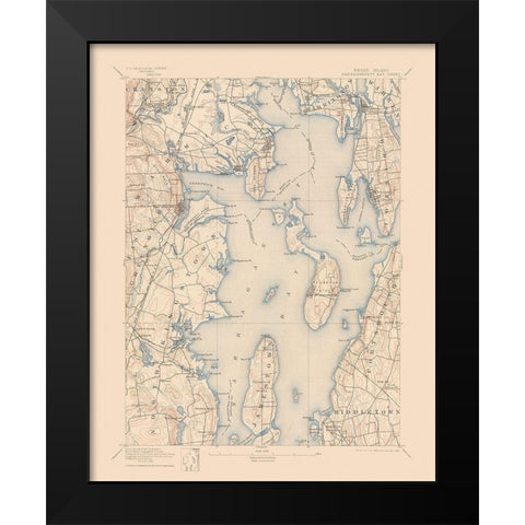 Narragansett Rhode Island Quad - USGS 1992 Black Modern Wood Framed Art Print by USGS