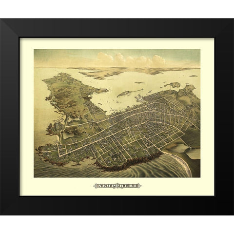 Newport Rhode Island - Galt 1878 Black Modern Wood Framed Art Print by Galt