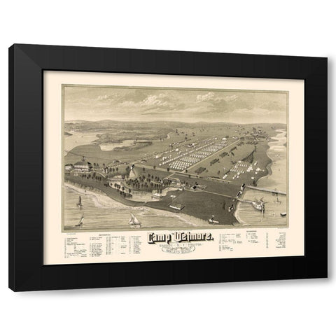 Camp Wetmore Rhode Island - Pauls 1885  Black Modern Wood Framed Art Print by Pauls