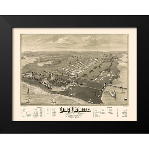 Camp Wetmore Rhode Island - Pauls 1885  Black Modern Wood Framed Art Print by Pauls
