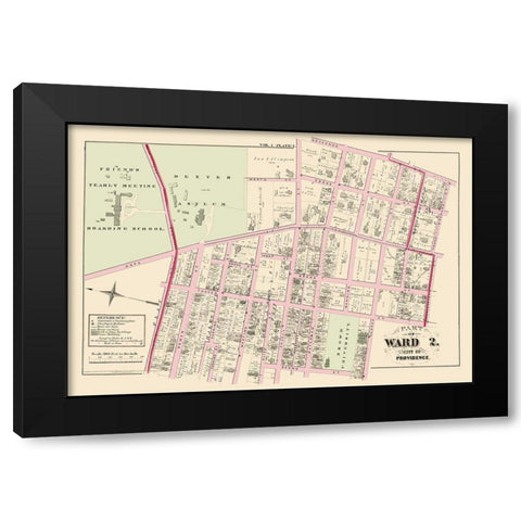 Providence, Ward 2 Rhode Island Landowner Black Modern Wood Framed Art Print with Double Matting by Hopkins