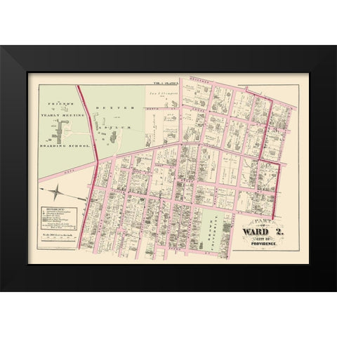 Providence, Ward 2 Rhode Island Landowner Black Modern Wood Framed Art Print by Hopkins