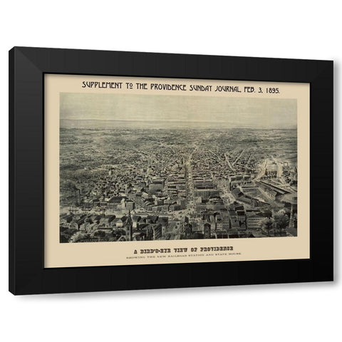 Providence Rhode Island - Chapin 1895 Black Modern Wood Framed Art Print by Chapin