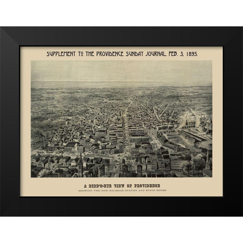 Providence Rhode Island - Chapin 1895 Black Modern Wood Framed Art Print by Chapin