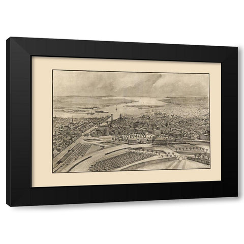 Providence Rhode Island - Mason 1896 Black Modern Wood Framed Art Print with Double Matting by Mason