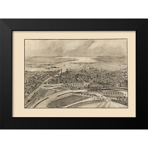 Providence Rhode Island - Mason 1896 Black Modern Wood Framed Art Print by Mason