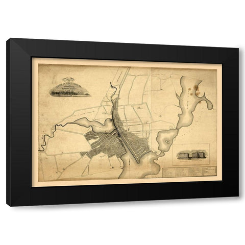 Providence Rhode Island - Anthony 1823  Black Modern Wood Framed Art Print with Double Matting by Anthony