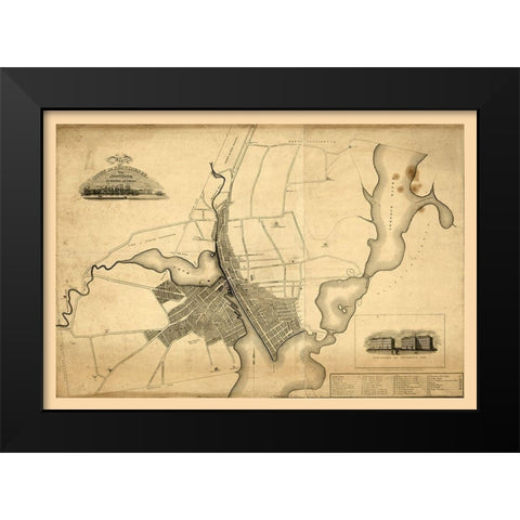 Providence Rhode Island - Anthony 1823  Black Modern Wood Framed Art Print by Anthony