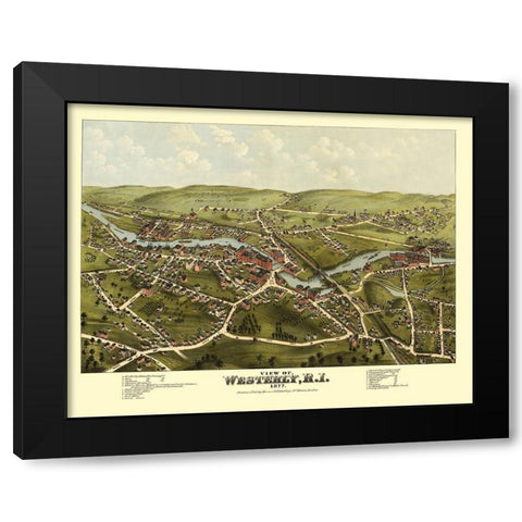 Westerly Rhode Island - Bailey 1877 Black Modern Wood Framed Art Print by Bailey
