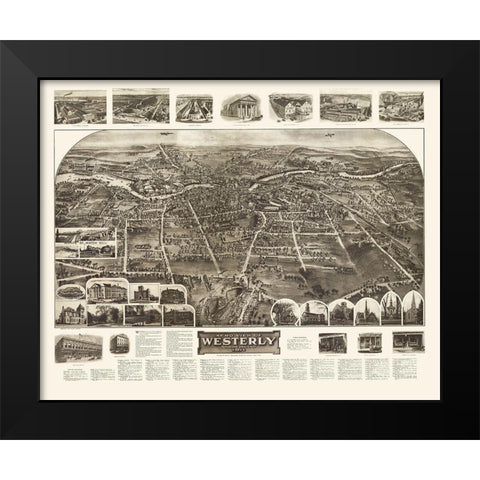 Westerly Rhode Island - Hughes 1911 Black Modern Wood Framed Art Print by Hughes