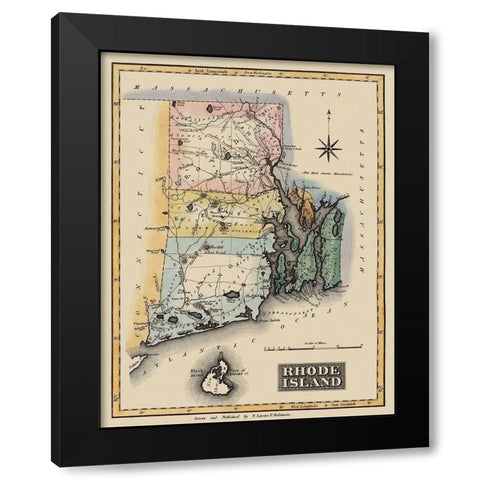 Rhode Island - Lucas 1823 Black Modern Wood Framed Art Print with Double Matting by Lucas