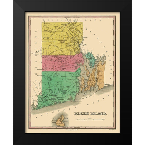 Rhode Island - Finley 1831 Black Modern Wood Framed Art Print by Finley