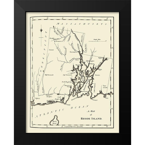 Rhode Island - Stockdale 1794 Black Modern Wood Framed Art Print by Stockdale