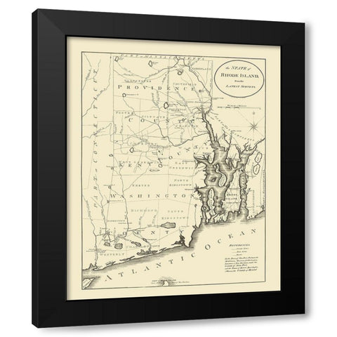 Rhode Island - Reid 1796 Black Modern Wood Framed Art Print with Double Matting by Reid