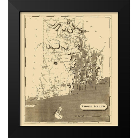 Rhode Island - Arrowsmith 1809 Black Modern Wood Framed Art Print by Arrowsmith