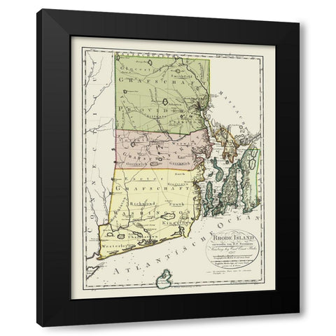 Rhode Island - Bohn 1797 Black Modern Wood Framed Art Print with Double Matting by Bohn