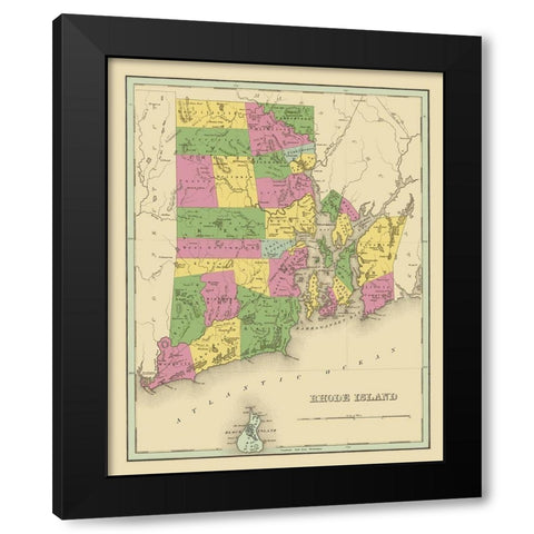 Rhode Island - Strong 1841 Black Modern Wood Framed Art Print by Strong