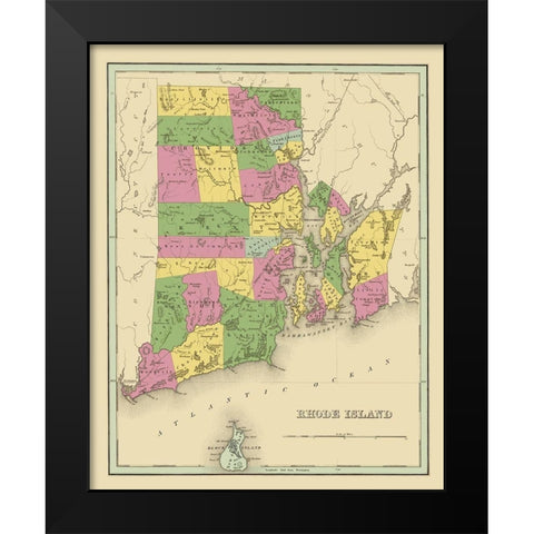 Rhode Island - Strong 1841 Black Modern Wood Framed Art Print by Strong