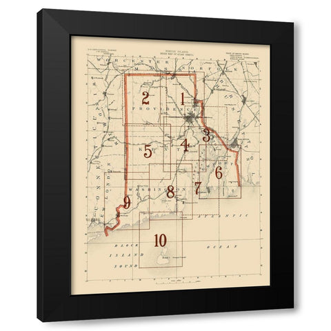 Rhode Island Rhode Island Index Sheet - USGS 1891 Black Modern Wood Framed Art Print with Double Matting by USGS
