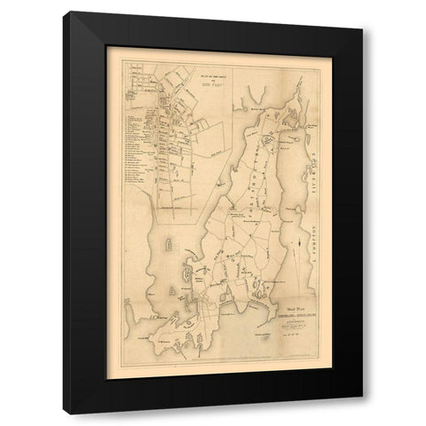 Rhode Island - Hammett 1849  Black Modern Wood Framed Art Print with Double Matting by Hammett