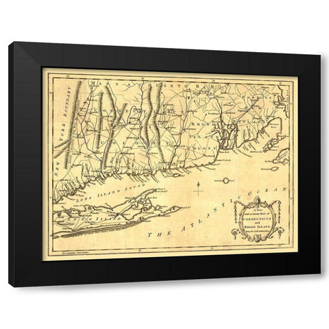 Rhode Island -1780 Black Modern Wood Framed Art Print with Double Matting by Unknown