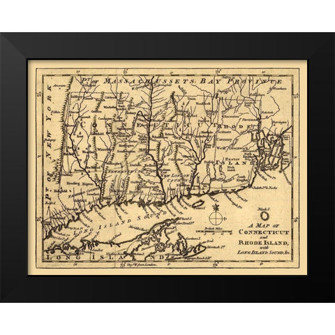 Rhode Island -1776 Black Modern Wood Framed Art Print by Unknown