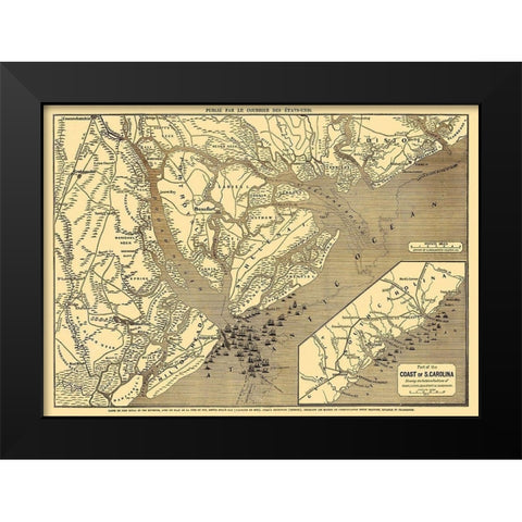 Beaufort, Savannah, Charleston South Carolina Black Modern Wood Framed Art Print by Colton