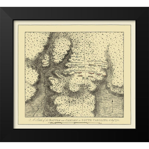 Camden South Carolina - Des Barres 1780  Black Modern Wood Framed Art Print by Des Barres