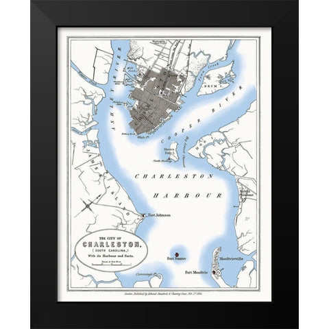 Charleston South Carolina - Stanford 1861 Black Modern Wood Framed Art Print by Stanford