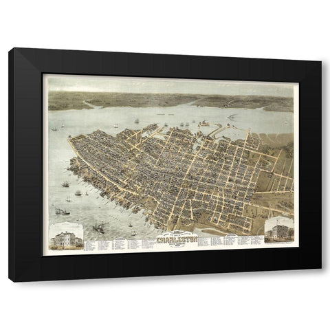 Charleston South Carolina - Drie 1872 Black Modern Wood Framed Art Print with Double Matting by Drie