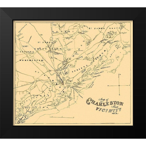 Charleston, and Vicinity South Carolina Black Modern Wood Framed Art Print by Hawley