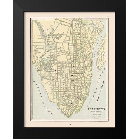 Charleston  South Carolina - Cram 1892 Black Modern Wood Framed Art Print by Cram