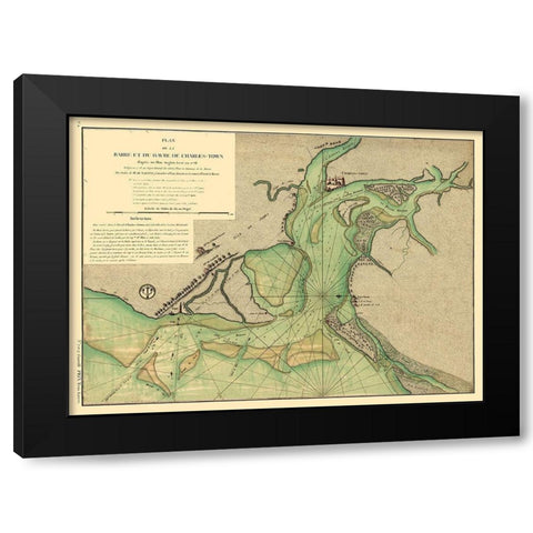 Charleston South Carolina - Sartine 1778  Black Modern Wood Framed Art Print with Double Matting by Sartine