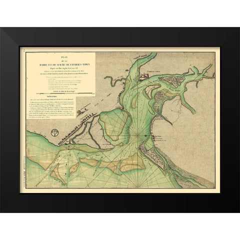 Charleston South Carolina - Sartine 1778  Black Modern Wood Framed Art Print by Sartine