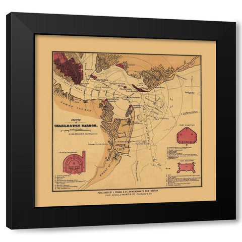 Charles Town South Carolina - Williams 1860  Black Modern Wood Framed Art Print by Williams