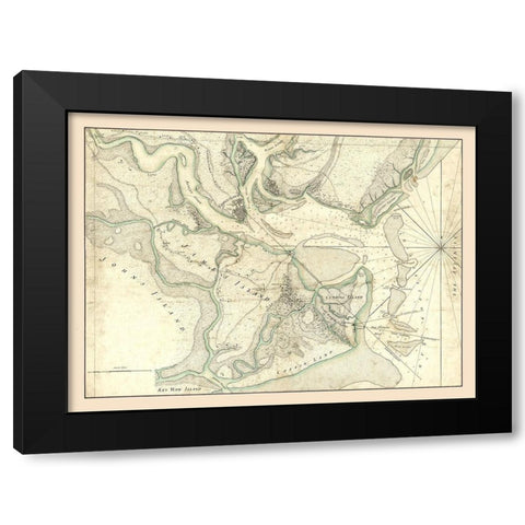 Charleston South Carolina -1780 Black Modern Wood Framed Art Print with Double Matting by Unknown