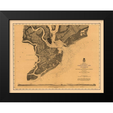 Charleston Defenses - US Army 1860  Black Modern Wood Framed Art Print by US Army