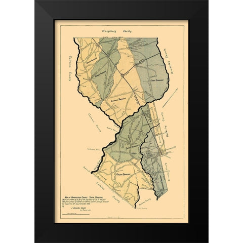 Dorchester County South Carolina - Knight 1900  Black Modern Wood Framed Art Print by Knight