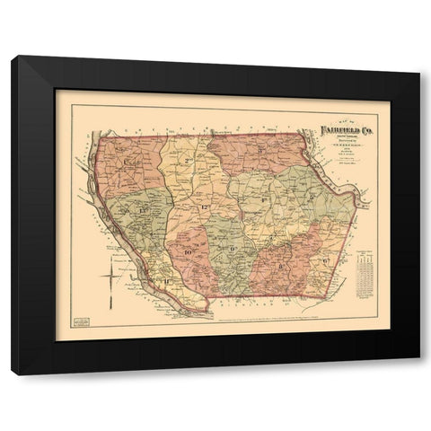 Fairfield County South Carolina - Elkin 1876  Black Modern Wood Framed Art Print by Elkin