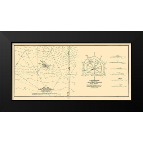 Fort Sumter, Charleston Harbor - Bowen 1835 Black Modern Wood Framed Art Print by Bowen