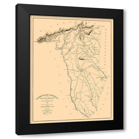 Greenville County South Carolina - Salmon 1825  Black Modern Wood Framed Art Print with Double Matting by Salmon