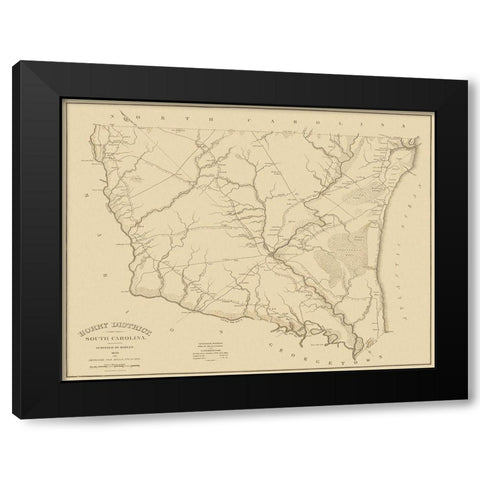 Horry South Carolina Landowner - Mills 1825 Black Modern Wood Framed Art Print by Mills
